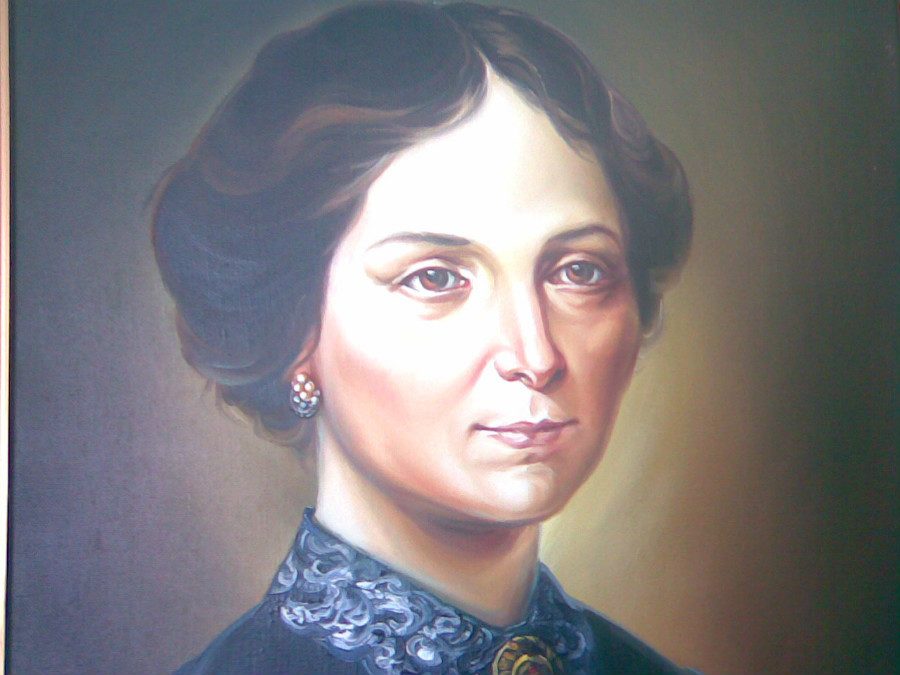 Portret Marii Magdaleny Frescobaldi Capponi — kobieta w ciemnej sukni z koronkowym kołnierzem.